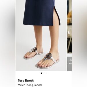 Tory Burch Metallic Silver (Argento) Miller Thong Sandals